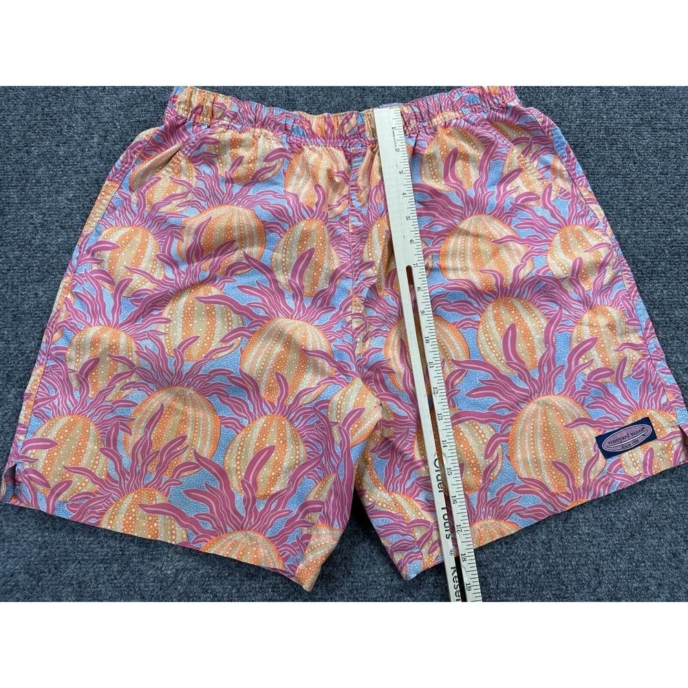 Vineyard Vines Mens Swim Trunks Shorts Medium Colorful Orange Pink Graphic Ocean